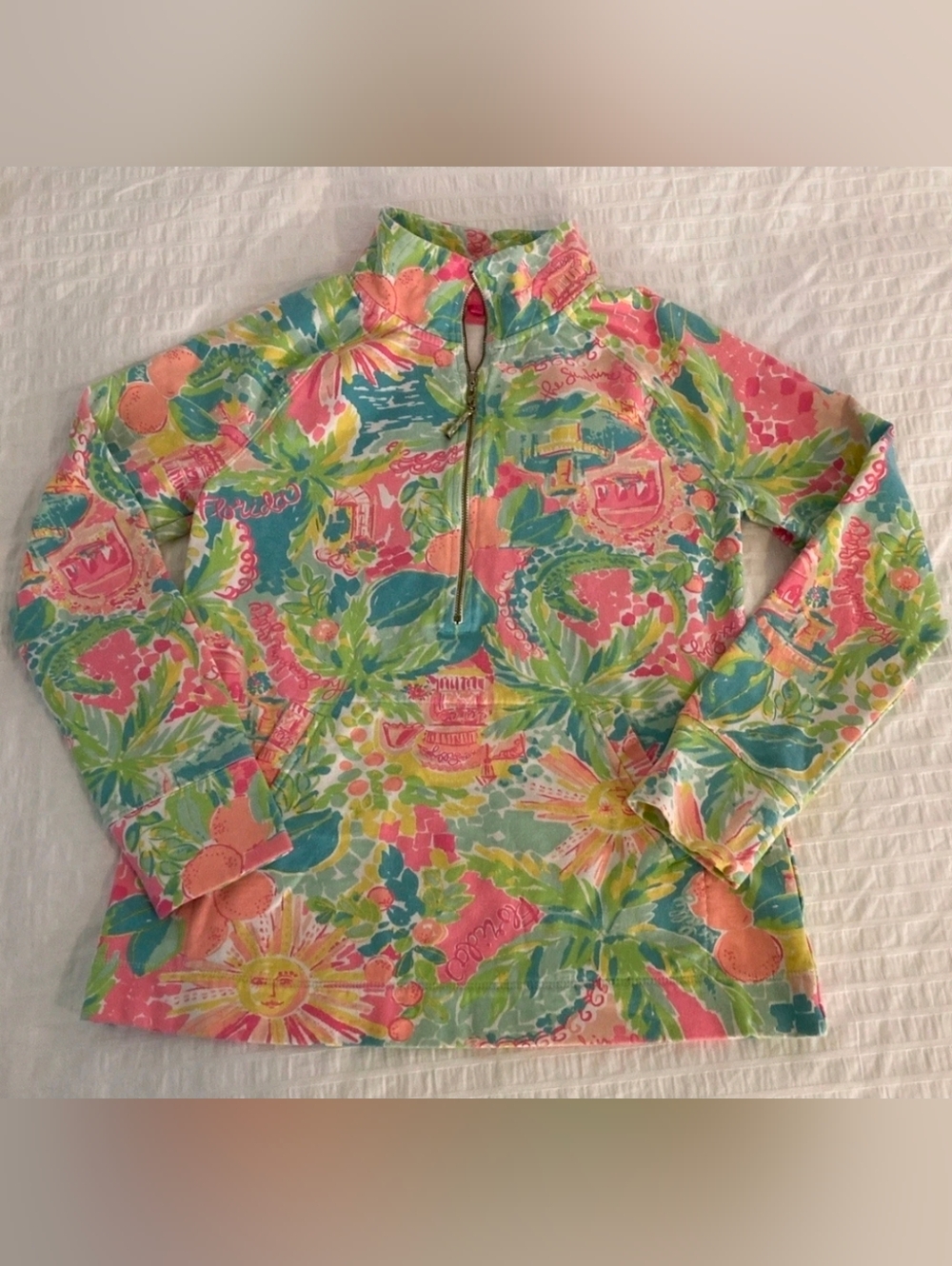 Lilly Pulitzer 1/4 Zip Popover Sunshine State Of Mind Small